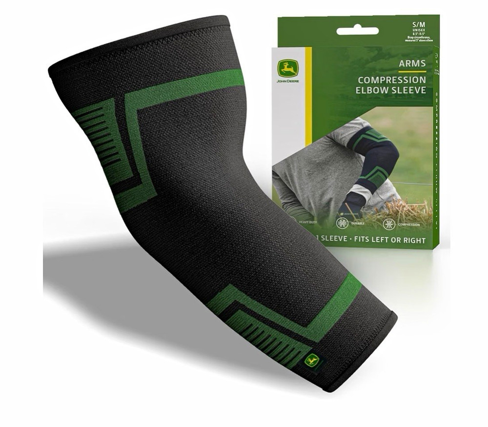 John Deere Compression Elbow Sleeve, Black/Green, S/M