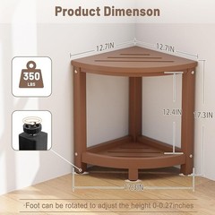 Corner Shower Bench HDPE Waterproof Double Layer Adjustable Feet Anti Slip New