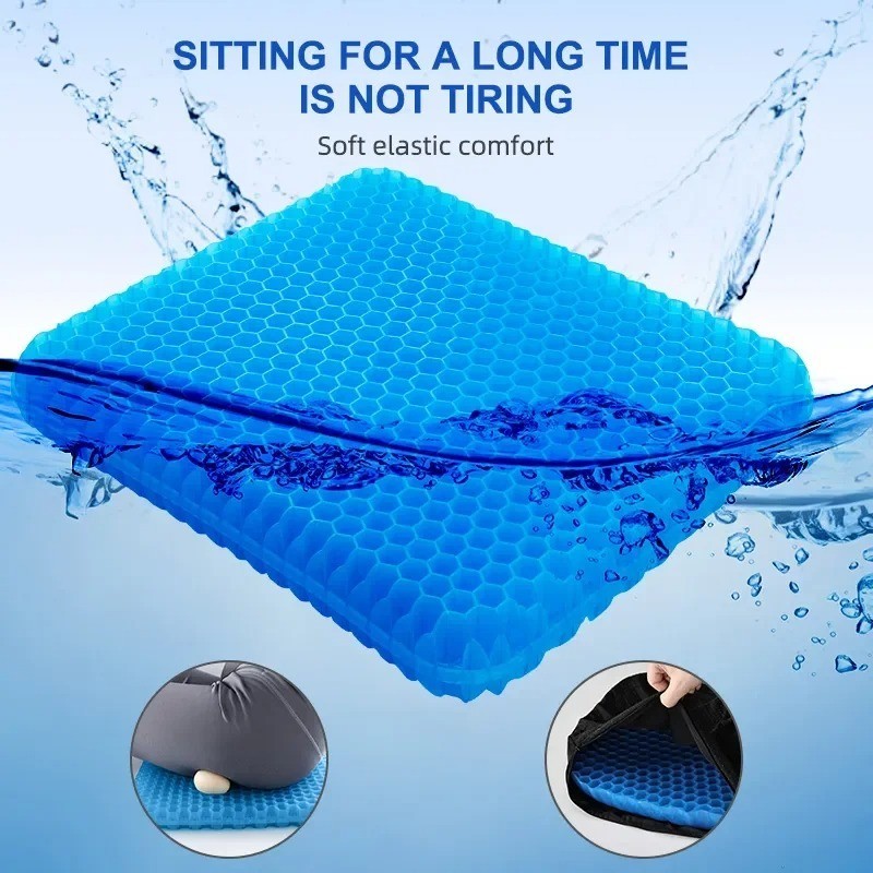 1-Pack Honeycomb Gel Seat Cushion Double Thick Non-Slip Cover Breathable.