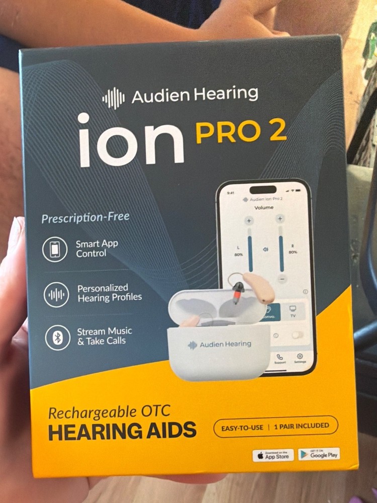 audien hearing ion pro 2 hearing aids rechargeable otc 1 pair NEW