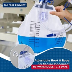 Urinary Drainage Bag 2000ml, 5 Pack Catheter Bags for Women and Men | Enhanced A