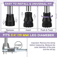 supregear Rubber Cane Tips, (3/4″, 4-Pack) Heavy Duty 19 mm (3/4 Inch)