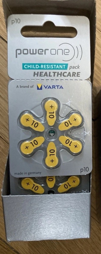 Power One P10 Hearing Aid Battery Box of 10 Packs with 60 Batteries Total