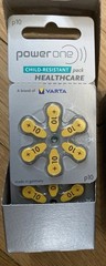 Power One P10 Hearing Aid Battery Box of 10 Packs with 60 Batteries Total