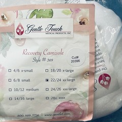 Gentle Touch Recovery Camisole Post Surgical Lot Of 2 (1) Sz L (1) Sz XL w Bulbs