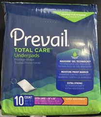 Prevail Total Care Underpad Heavy Absorbency Size XL 30X30″ 10 ct