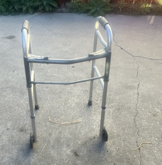 Medline Aluminum Walking Frame Adjustable Height 2-Wheel Silver Gray
