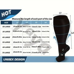 3 Pairs Plus Size Compression Socks 20-30 mmHg for Men Women 5XL-7XL For Cycling