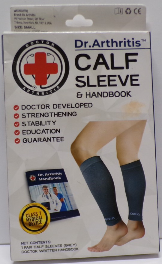 Dr. Arthritis Calf Sleeve & Handbook Small Grey 1 Pair