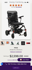 Pride Jazzy Carbon JZCarbon Power Wheelchair Foldable Joystick 4-Wheel Black