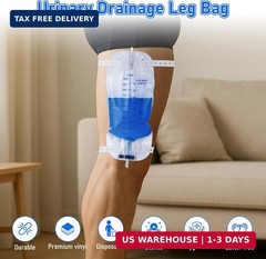 3 Pack 1000ml Sterile Leg Urinary Drainage Bags with 2 Adjustable Elastic Straps