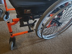 Quickie M6 Manual Wheelchair Orange/Black w/ JAY Fusion Cushion, Seat Belt