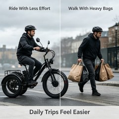 350W Fold Mobility Trike Adult 3 Wheel Detachable Battery Grocery Cargo Basket