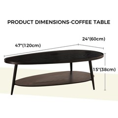 Shrine Black Oval Coffee Table Mid-Century Modern Coffee Table Black Walnut