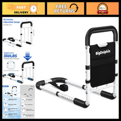 Adjustable Bed Rails for Seniors – Non-Slip Handle, Tool-Free, 350 LBS Support