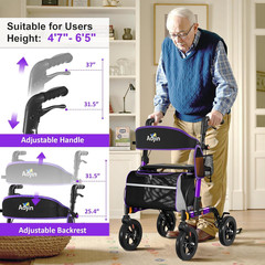 Walkers for Seniors, Rollator Walker with Seat, 350 Lb Weight Capacity, 18″ Big