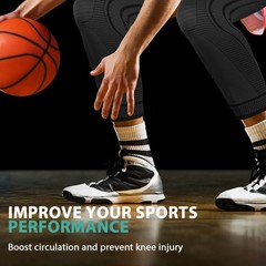 Ruilaibao 2 Pack Full Leg Compression Sleeves, Long Knee XX-Large, Black
