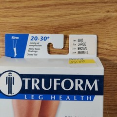 Truform 20-30 Below Knee Compression Stockings Large Closed Toe Brown #8865