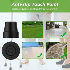 MFE Quad Cane Tip (8 Pack), Non-Slip Durable Rubber 5/8 Inch, Black