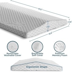 Lumbar Support Pillow for Bed – Medium-Soft Memory Foam, Back & Leg Pain Relief