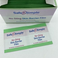 75 SAFE N SIMPLE SNS80725 Skin Barrier Film Wipes, No Sting Exp. 2025 Ostomy