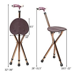 Lightweight Adjustable Folding Cane Seat Aluminum Alloy Crutch Chair And Light
