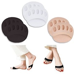 Metatarsa Foot Pads(3pairs) Reusable Soft Ball of Foot Black-beige-white