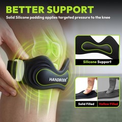 HANDBODE Patellar Tendon Support Strap, Black, 2 PCS Silicone Patella Straps