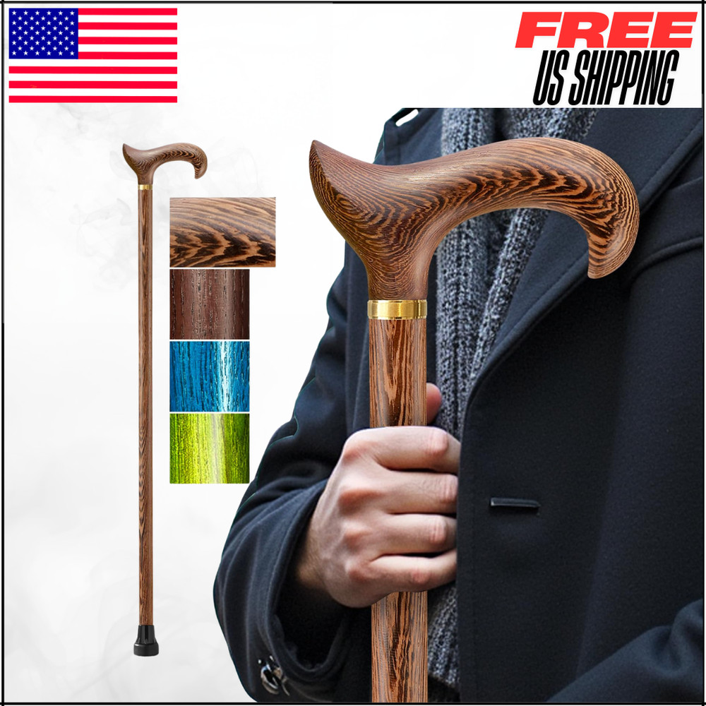 Wooden Walking Cane For Men & Women Support Up To 300 Lbs Available In Inches