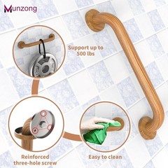 Munzong Stainless Steel Material Wood Grain Color 16 In Shower Bathroom Balance