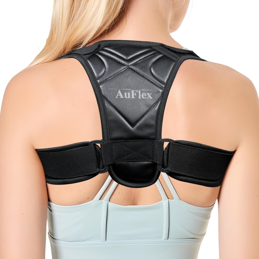 AuFlex Posture Corrector for Men & Women – Bodywellness Free Size, Black