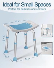 Bathroom Bench Durable Adjustable Aluminum 400lb Senior Handicap Suction Secure