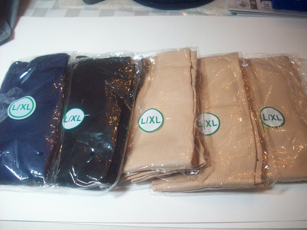 OPENED-HOED SUPPORT CAFE LENGHTED STOCKINGS, FIVE PAIR – L/XL – MEDIUM WEIGHT