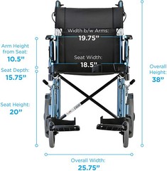 NOVA Lightweight Transport Chair, 300lbs Capacity, 12” Rear Wheels, OPENBOX BLUE