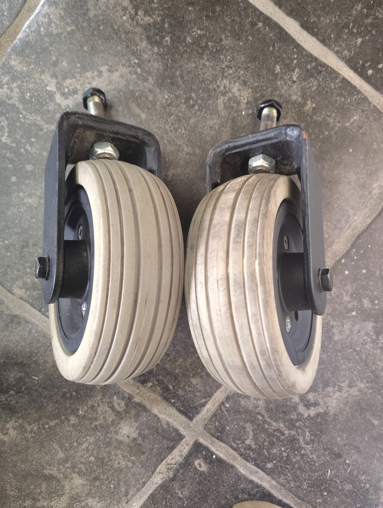 Pair of Caster Fork Assemblies Tires Wheels Pride Jazzy Select 6