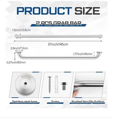 2 Pcs 57 inch Grab Bar for Bathroom Wide Stainless Steel Porch Stairs Shower