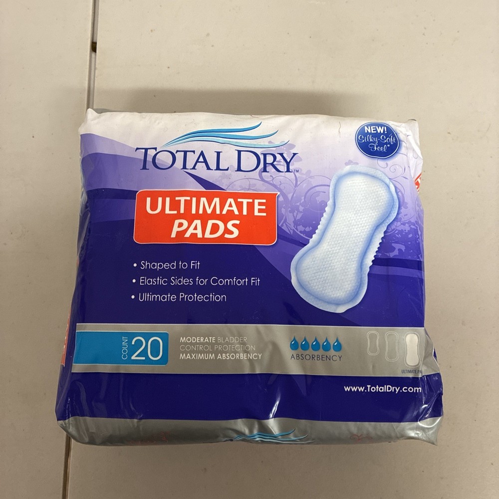 TOTAL DRY Ultimate Pads for Moderate Bladder Control – 20 Per Package