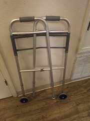 Guardian Folding 2-Wheel Walker, Adjustable Height, Aluminum Silver/Gray G30757