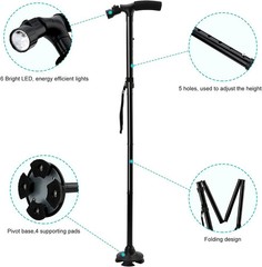 5-Levels Adjustable Height Walking Stick Portable Foldable Cane Travel Camping