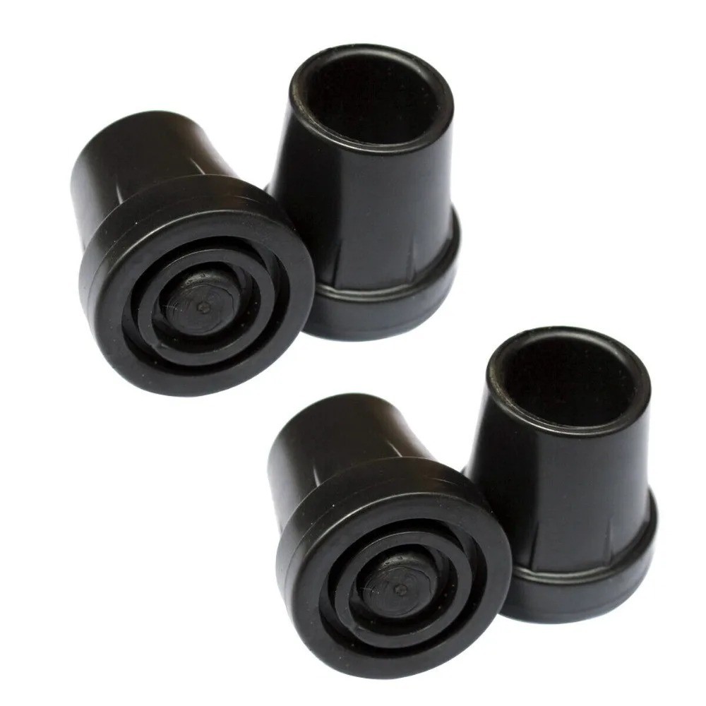 Walking Cane Tips 4 Pack Set, No-Slip Cane of Black Rubber Tips 19mm Heavy-Duty