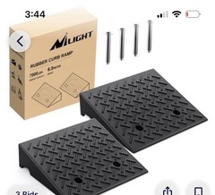 Nilight 6.3in Rubber Threshold Ramp Pair Anti-Slip Black 7000lb 19x16in