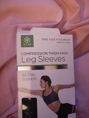 Thigh- high legs sleeves cotton/spandex. Dance. Enhance circulation. Damage box