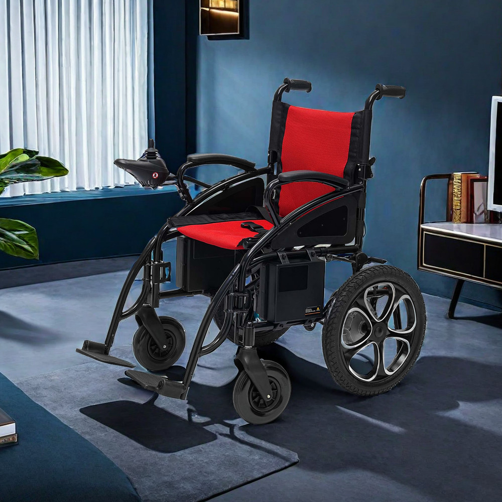 2024 All Terrain Electric Wheelchair Heavy Duty Foldable Mobility Wheelchair Red
