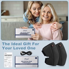 Cordless Heated Knee Brace, 3 Heat Settings, Dual 3000mAh Battery, Black Pair