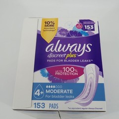 Always Discreet Plus Moderate Bladder Leak Protection Pads 153 Ct NEW