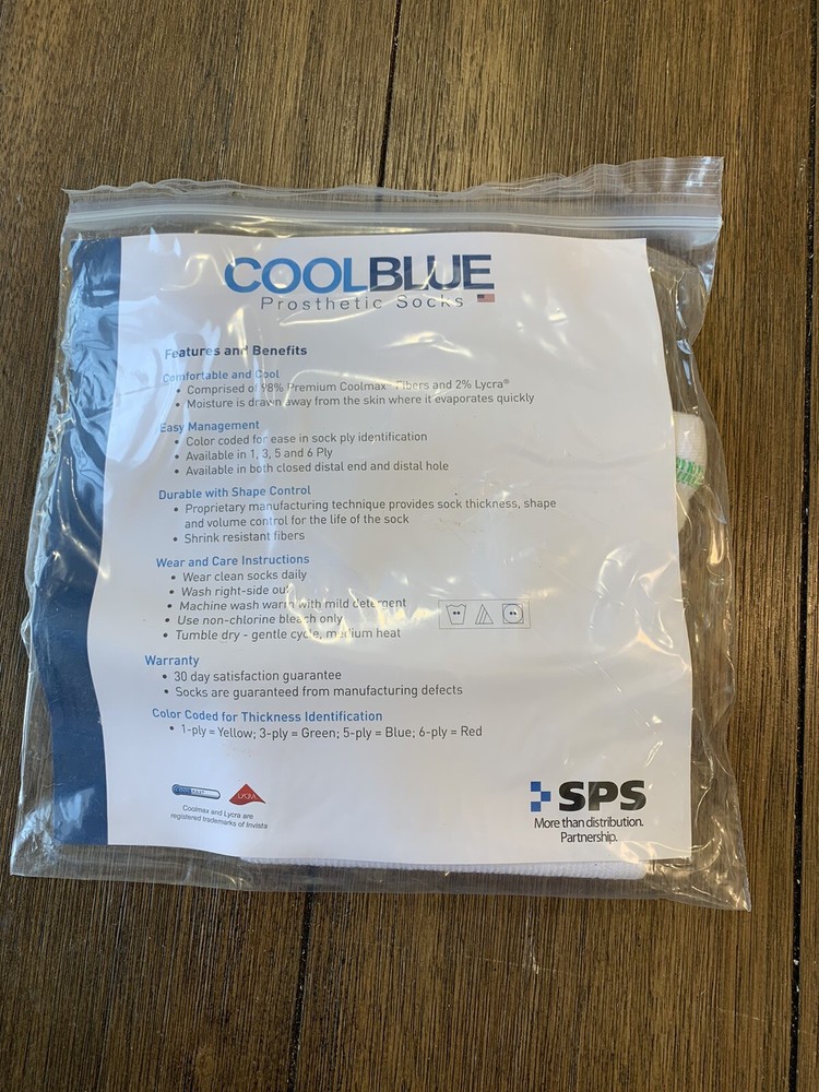 Cool Blue Prosthetic Socks CB3MDSH2 3 Ply SZ 1, 2 Lngth 10-14 Coolblue Green (6)