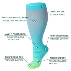 3 Pairs Plus Size Wide Calf Compression Socks for Women 3X-Large Multicolor 1