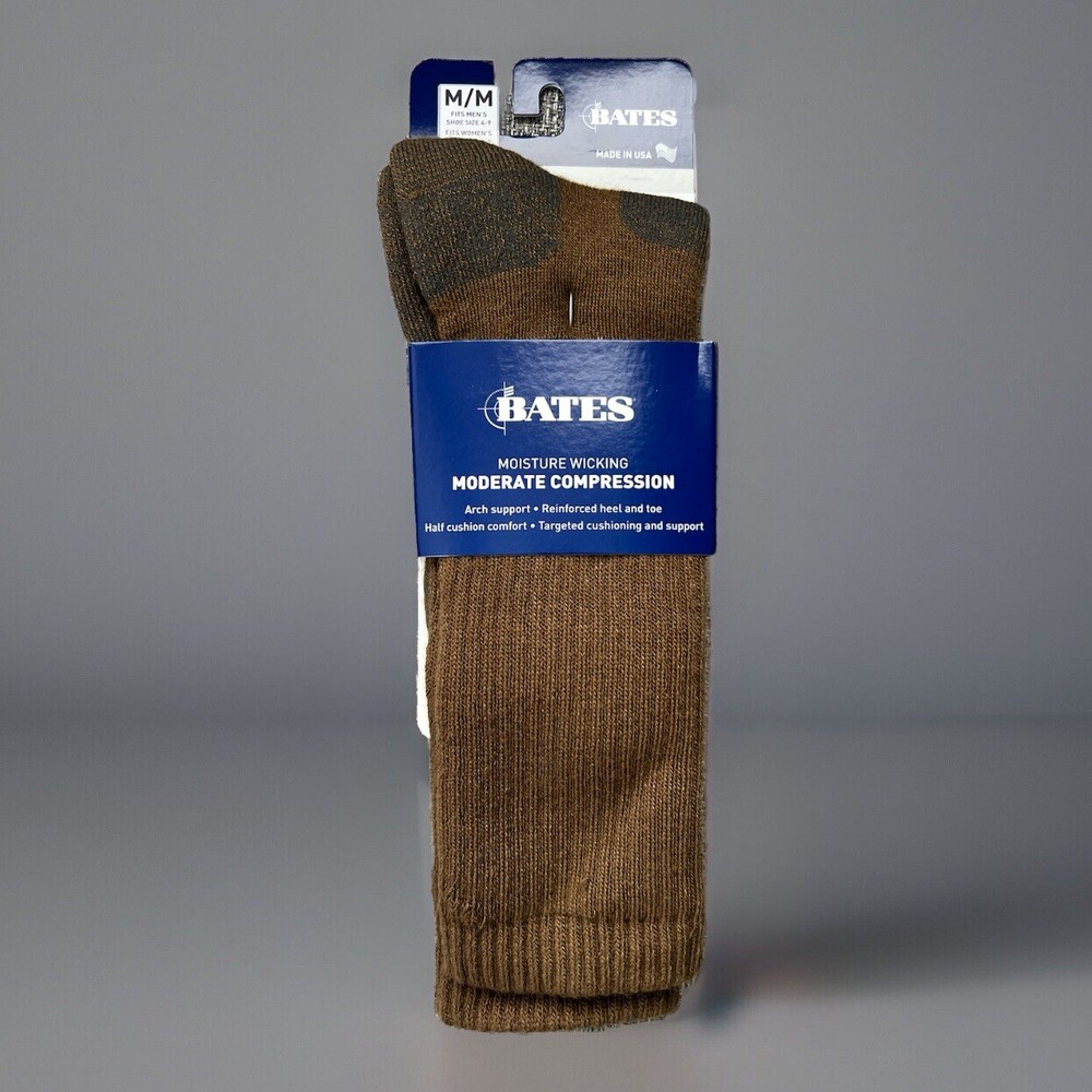 Bates Moderate Compression Socks Moisture Wicking – Brown