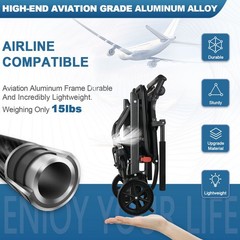 Lightweight Foldable Portable Transport Wheelchair For Adults, Travel Wheelchair