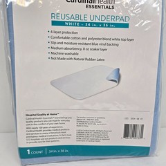 Cardinal Health Reusable Underpad White 34 in x 36 in Machine Washable Qty 1